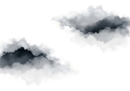 Soft watercolor grey clouds painting artistic smoky texture background. abstract weather element.