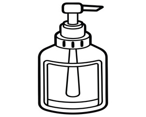 Black and white outline of a soap or hand sanitizer dispenser, perfect for hygiene and cleanliness-themed designs