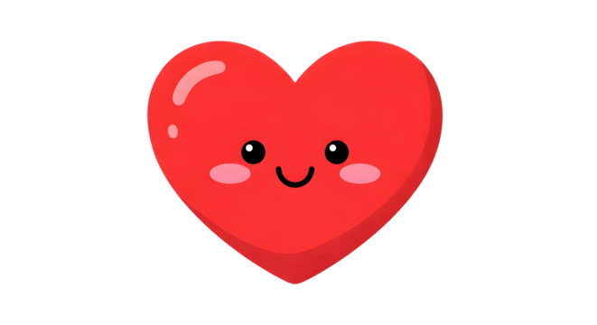 Cute smiling red heart with rosy cheeks - Powered by Adobe