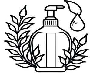 Herbal Foam Sanitizer with Leaves on White Background A Clean and Natural Hygiene Solution