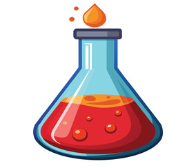 Obraz premium Potion Creation Vibrant Conical Flask with Red Liquid, Perfect for Science, Halloween, and Gaming Designs