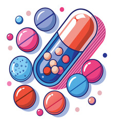 Diverse Collection of Pills and Capsule Representing Medicine and Healthcare Solutions