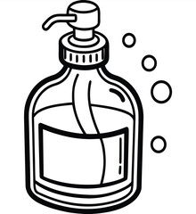Vector illustration of a hand soap dispenser, with soap bubbles in the background, perfect for hygiene and cleanliness-themed designs