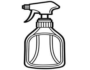 Detailed Outline of a Spray Bottle A Clear and Simple Black and White Illustration Depicting a Common Household Cleaning Tool, Perfect for Various Design Projects and Educational Materials