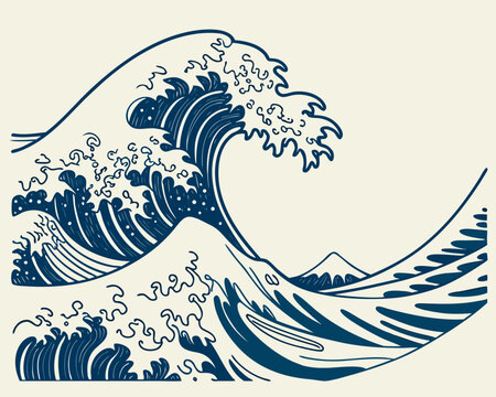 Great wave of kanagawa inspired vector illustration