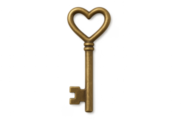 Vintage bronze skeleton key with heart handle