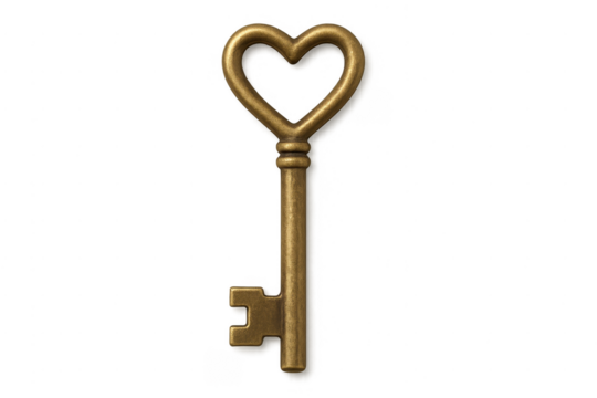 Vintage bronze skeleton key with heart handle - Powered by Adobe
