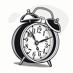 Classic Alarm Clock With Arabic Numerals And Subtle Background Keywords: alarm clock, classic