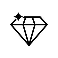 Diamond icon with four corners sparkling star vector illustration.