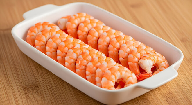 Delicious cooked shrimp in a white dish, ready to be served as an appetizer or main course meal