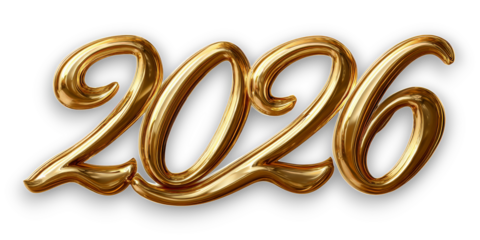 Golden 2026 Number Design Ready for Celebration Events and Decorations