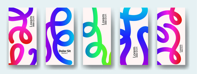 Vibrant Abstract Gradient Poster Collection with Colorful Wavy Squiggles and Modern Minimal Design for Creative Art, Branding, and Background Use