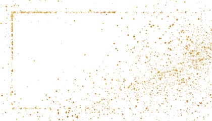  Frame with gold glitter sprinkled on it with a simple background.