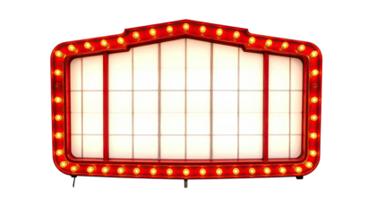 Illuminated marquee with glowing lights. A classic, blank sign for announcements or displays