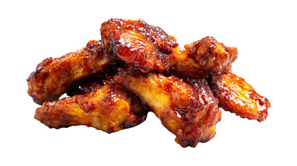 A pile of chicken wings with a lot of sauce on them