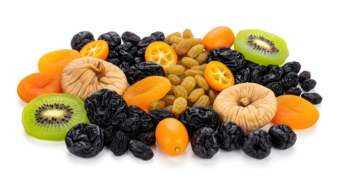 Dried fruit, fig, apricot, kumquat, kiwi assortment - Powered by Adobe