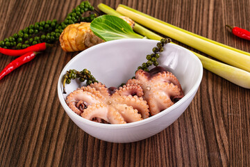 Gourmet Boiled octopus in the bowl © Andrei Starostin