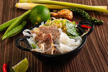 Vietnamese pho bo soup with beef