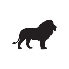 Lion standing silhouette icon vector flat illustration