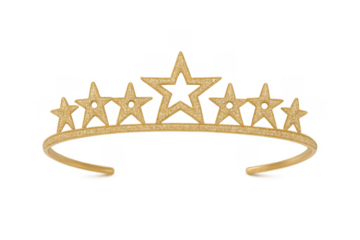 Glistening gold star tiara, transparent background