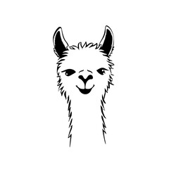 Naklejka premium alpaca. alpaca simple black and white line art vector logo