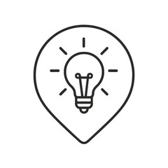 Minimalist innovation vector icon in pin shape, representing ideas and entrepreneurship. Great for business startup and creative dashboards.