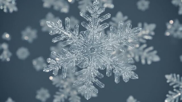 Macro Video of Beautiful Detailed Snowflakes Falling Gently Perfect for Winter Holiday Season,
