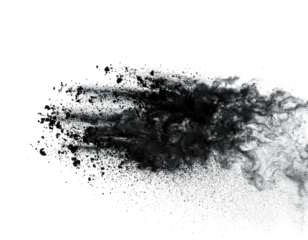 A grayscale abstract image shows a cloud-like texture against a solid black background