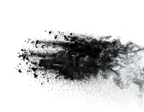 A grayscale abstract image shows a cloud-like texture against a solid black background