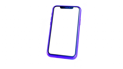 Smartphone with blank screen, modern blue frame, isolated on transparent background, digital device for technology, communication, and mobile app design concepts