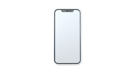 Smartphone with blank white screen, modern slim design, isolated on transparent background, suitable for app mockup, technology concept, digital device, and mobile communication