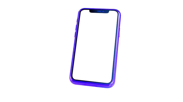 Smartphone with blank screen, modern blue frame, isolated on transparent background, digital device for technology, communication, and mobile app design concepts