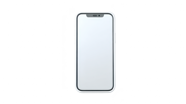 Smartphone with blank white screen, modern slim design, isolated on transparent background, suitable for app mockup, technology concept, digital device, and mobile communication