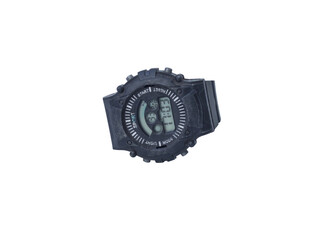 Black Digital Sport Watch Isolated on Transparent Background