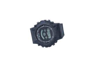 Black Digital Sport Watch Isolated on Transparent Background