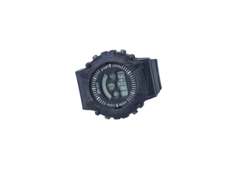 Black Digital Sport Watch Isolated on Transparent Background - Powered by Adobe