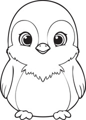 Silhouette of a Baby Penguin in Natural Pose on White Background