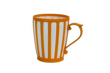 Orange and White Striped Plastic Cup on Transparent Background