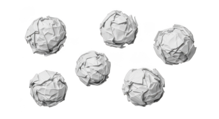 Paper balls isolated on transparent background