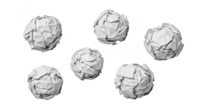Paper balls isolated on transparent background