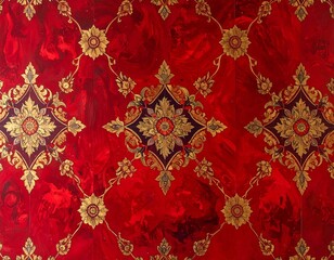 Elegant Blood Red Floral Chinoisserie Background.