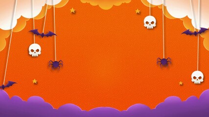 Spooky fun Halloween backdrop with bats, spiders, and skulls gently swaying for your eerie designs and invitations this season