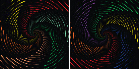 Fototapeta premium Abstract colorful spiral dots vortex motion digital background
