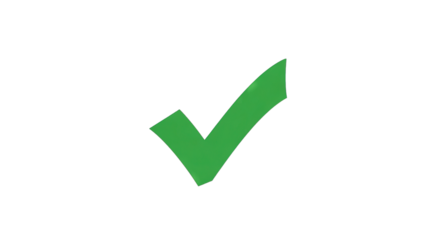 Green Check Mark Symbol on White Background.