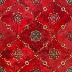 Elegant Blood Red Floral Chinoisserie Background.