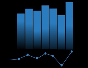 Business Data Growth Chart in Blue Gradient on Dark Background