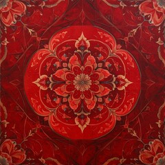 Elegant Blood Red Floral Chinoisserie Background.