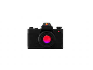 Black camera digital device modern style red button gradient circle minimal design isolated on transparency background photography equipment creative technology