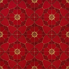 Elegant Blood Red Floral Chinoisserie Background.