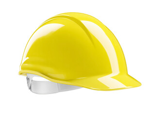 Fototapeta premium Yellow hard hat safety helmet construction gear protective equipment glossy plastic isolated on transparency background industrial workwear head protection essential for safety